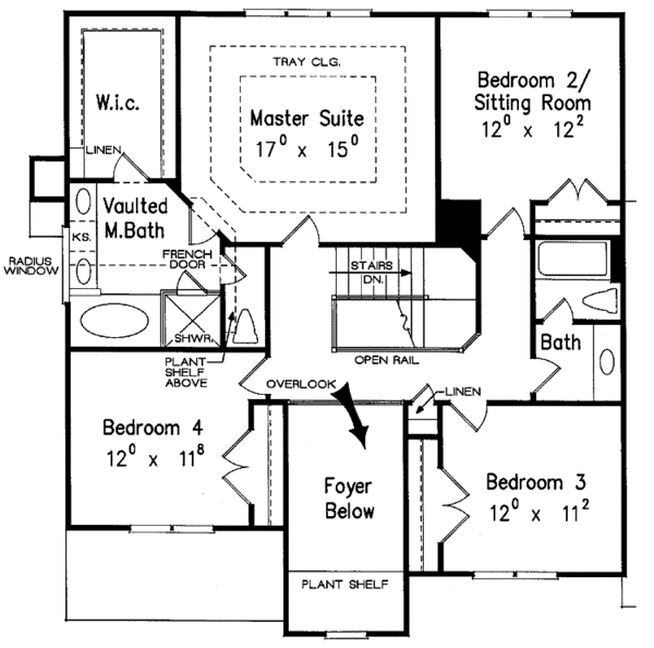 House Blueprint - Traditional Floor Plan - Upper Floor Plan #927-466