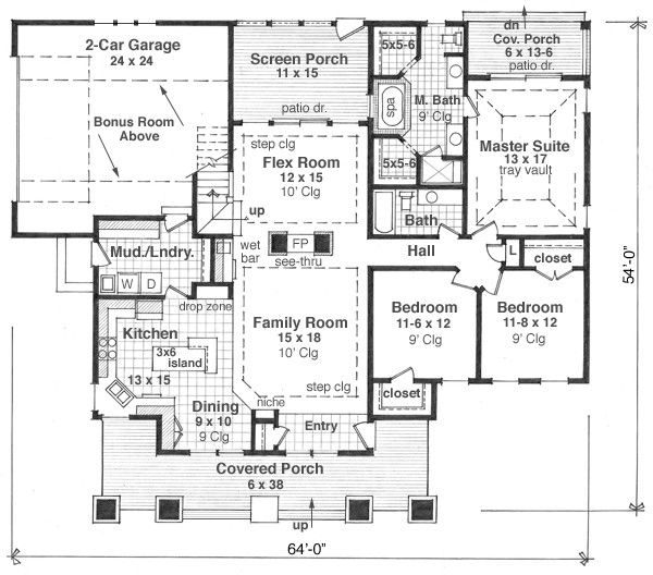 Home Plan - Craftsman Floor Plan - Main Floor Plan #51-514