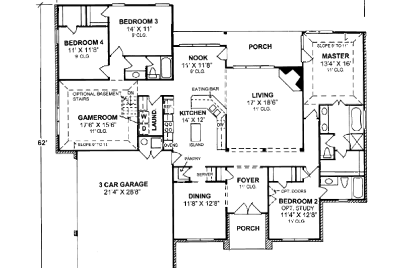 Dream House Plan - Photo 1 for Traditional House Plan #20-345 - 4 bed, 3 bath