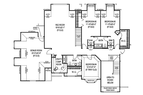 Floor Plan - Upper Floor for Country House Plan #11-275 - 5 bed, 3.5 bath