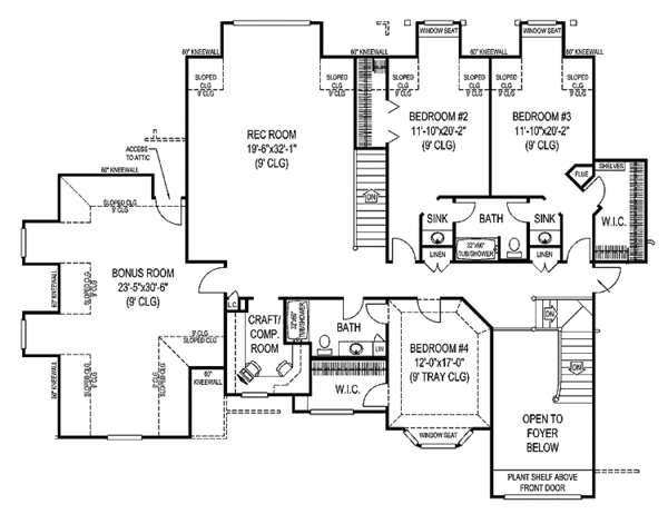 Architectural House Design - Country Floor Plan - Upper Floor Plan #11-275