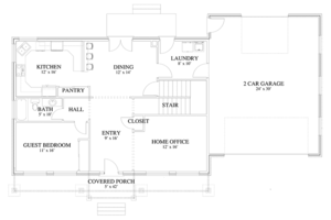 Floor Plan - Main Floor for Traditional House Plan #1060-18 - 7 bed, 4 bath