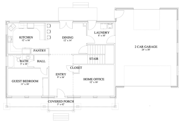 House Design - Traditional Floor Plan - Main Floor Plan #1060-18