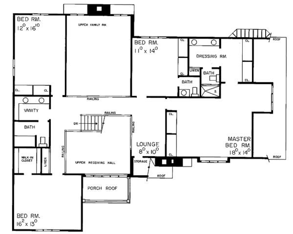 Home Plan - Tudor Floor Plan - Upper Floor Plan #72-619