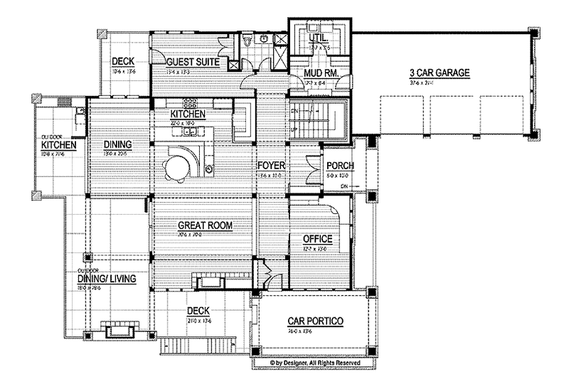 Home Plan - Floor Plan - Main Floor for Prairie House Plan #569-30 - 4 bed, 4 bath