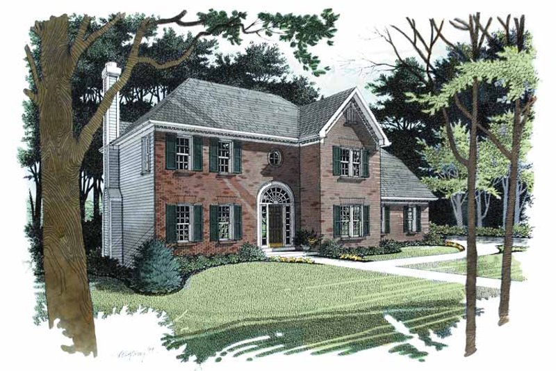 Dream House Plan - Colonial Exterior - Front Elevation Plan #56-671