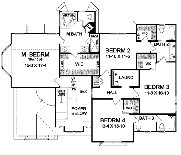 Dream House Plan - Traditional Floor Plan - Upper Floor Plan #328-368