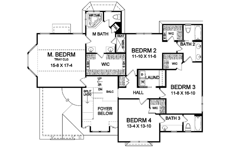 House Design - Floor Plan - Upper Floor for Traditional House Plan #328-368 - 4 bed, 3.5 bath