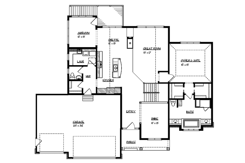 Home Plan - Floor Plan - Main Floor for European House Plan #320-991 - 3 bed, 2.5 bath