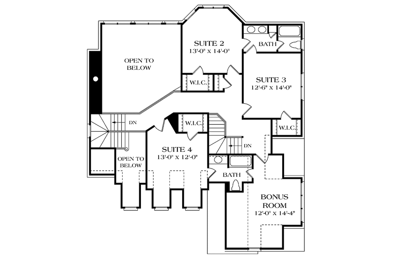 Dream House Plan - Floor Plan - Upper Floor for Country House Plan #453-297 - 5 bed, 4.5 bath