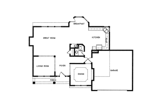 Floor Plan - Main Floor for Traditional House Plan #6-107 - 4 bed, 2.5 bath