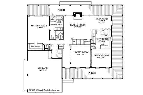 Floor Plan - Main Floor for Country House Plan #137-327 - 3 bed, 2.5 bath