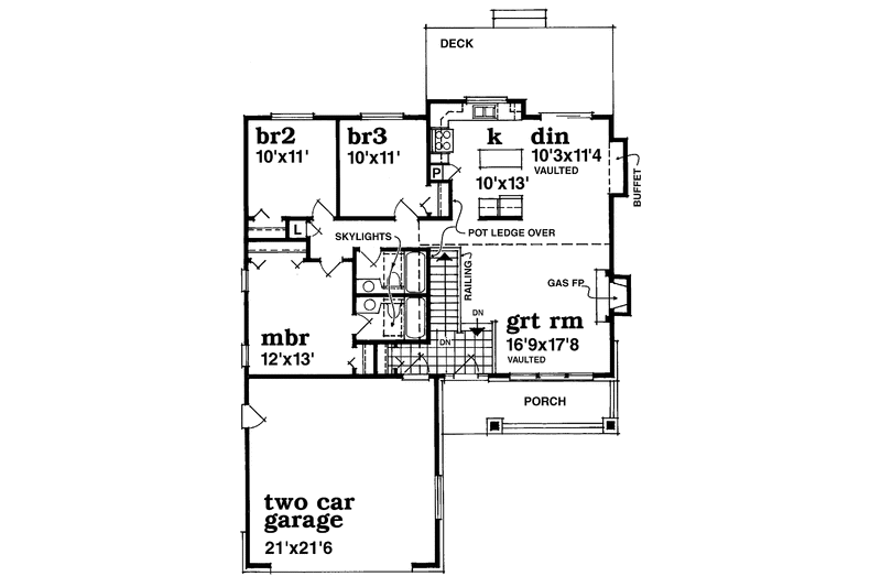 Home Plan - Floor Plan - Main Floor for Craftsman House Plan #47-935 - 3 bed, 2 bath
