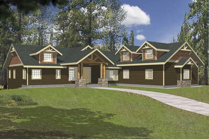 House Blueprint - Ranch Exterior - Front Elevation Plan #117-811