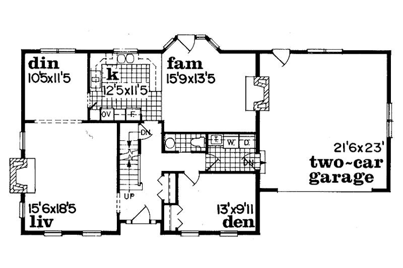 Home Plan - Floor Plan - Main Floor for Colonial House Plan #47-710 - 3 bed, 2.5 bath