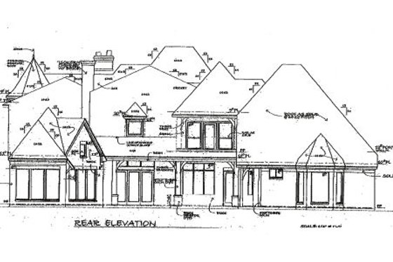 Exterior - Rear Elevation for European House Plan #141-251 - 5 bed, 5.5 bath