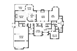 Floor Plan - Main Floor for European House Plan #15-228 - 4 bed, 4.5 bath