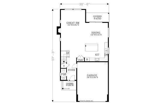 Floor Plan - Main Floor for Craftsman House Plan #53-741 - 4 bed, 2.5 bath