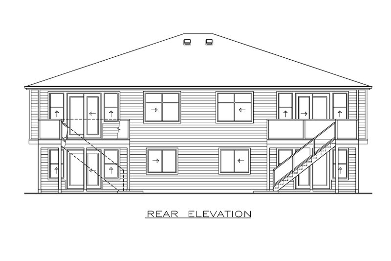 Home Plan - Exterior - Rear Elevation for Prairie House Plan #1100-134 - 2 bed, 2 bath