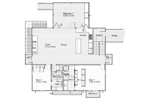 Modern style House plan, main level floor plan
