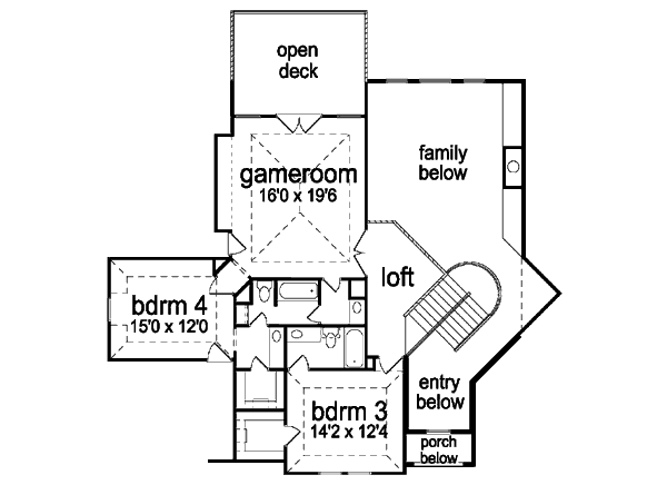 Architectural House Design - European Floor Plan - Upper Floor Plan #84-423