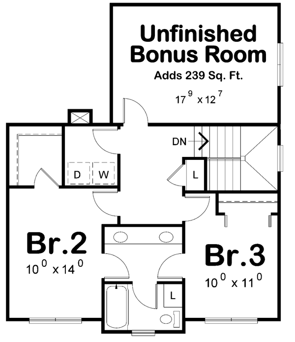 House Plan Design - Floor Plan - Upper Floor for Craftsman House Plan #20-2618 - 3 bed, 2.5 bath