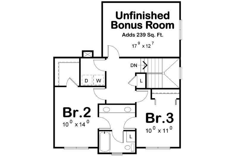 House Blueprint - Floor Plan - Upper Floor for Craftsman House Plan #20-2618 - 3 bed, 2.5 bath