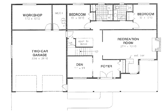 Floor Plan - Lower Floor for Traditional House Plan #18-9008 - 5 bed, 3 bath