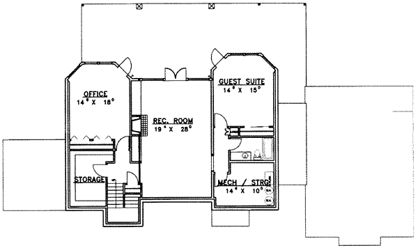 Dream House Plan - Floor Plan - Lower Floor for Traditional House Plan #117-344 - 2 bed, 2.5 bath