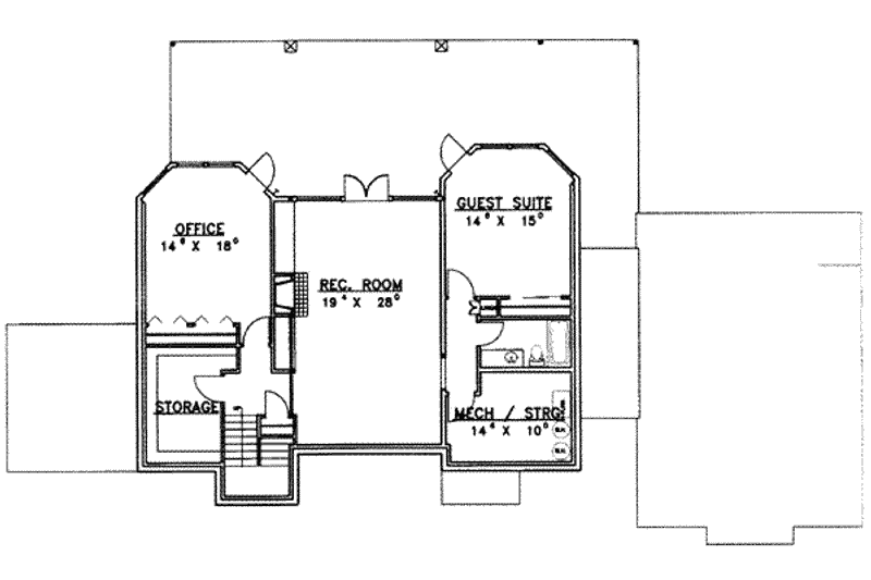 Dream House Plan - Floor Plan - Lower Floor for Traditional House Plan #117-344 - 2 bed, 2.5 bath