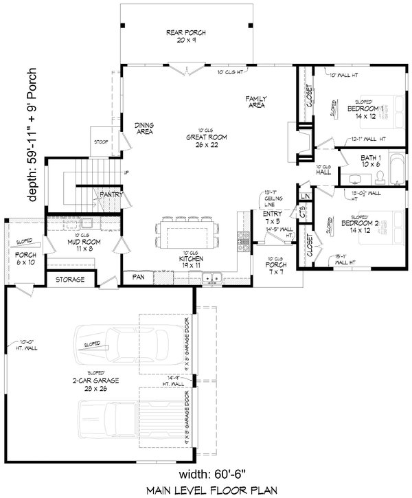 House Blueprint - Contemporary Floor Plan - Main Floor Plan #932-1053