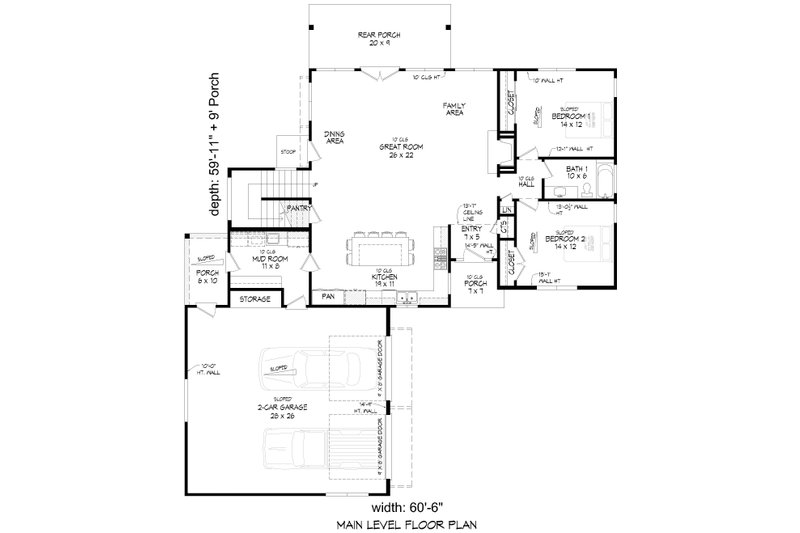 Dream House Plan - Floor Plan - Main Floor for Contemporary House Plan #932-1053 - 3 bed, 2 bath