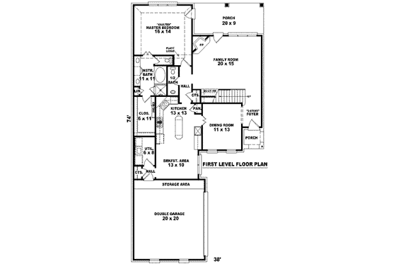 Floor Plan - Main Floor for European House Plan #81-785 - 3 bed, 2.5 bath