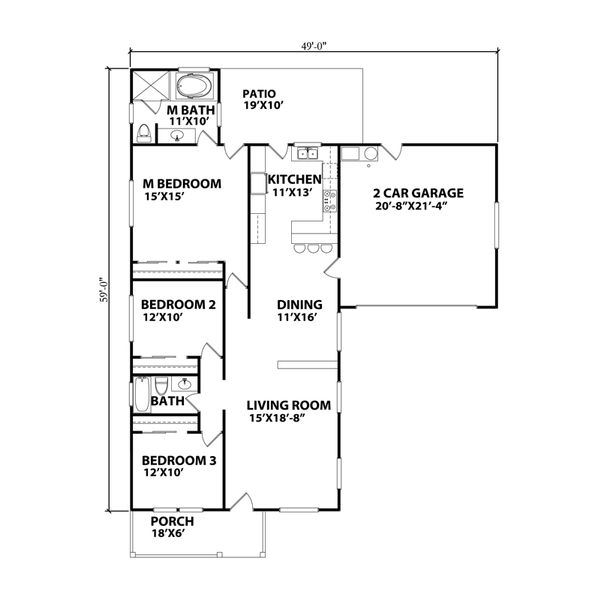 Craftsman Floor Plan - Main Floor Plan #515-33