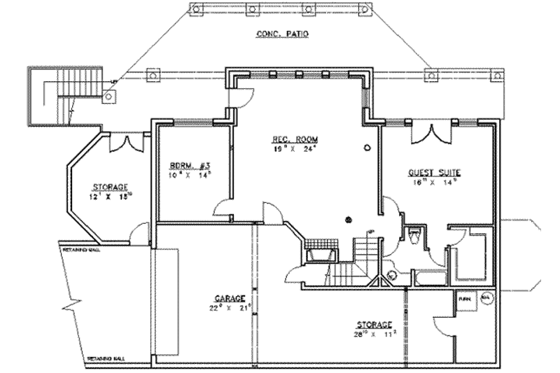 Dream House Plan - Floor Plan - Lower Floor for Log House Plan #117-105 - 4 bed, 3 bath