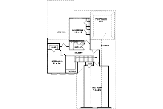 Floor Plan - Upper Floor for European House Plan #81-825 - 3 bed, 2.5 bath