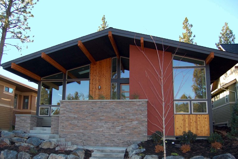 House Blueprint - Exterior - Front Elevation 3 for Modern House Plan #895-23 - 3 bed, 2 bath