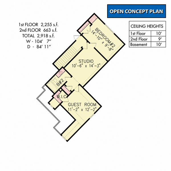 House Design - Floor Plan - Upper Floor for Craftsman House Plan #54-700 - 3 bed, 2 bath