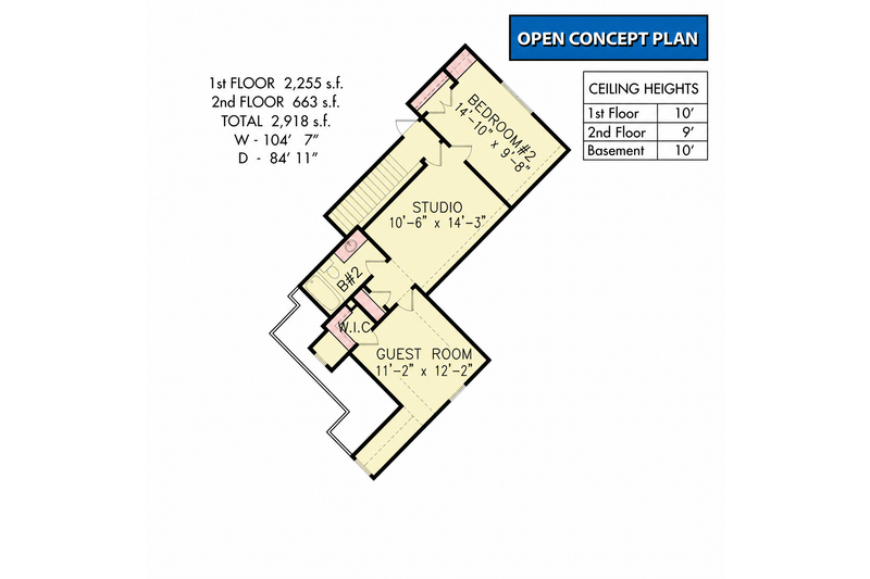 House Design - Floor Plan - Upper Floor for Craftsman House Plan #54-700 - 3 bed, 2 bath