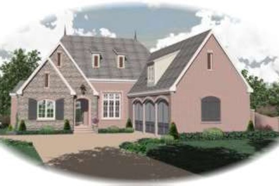 Exterior - Front Elevation for European House Plan #81-1290 - 3 bed, 4 bath