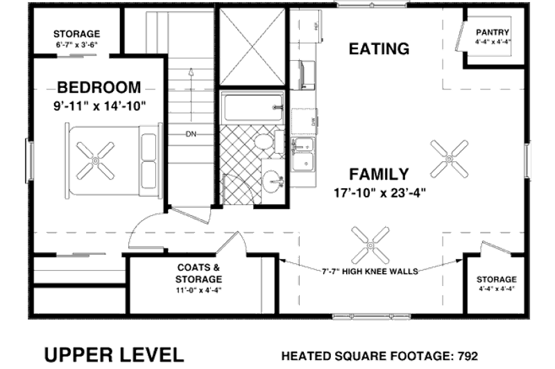 Home Plan - Floor Plan - Upper Floor for Barndominium House Plan #56-575 - 1 bed, 1 bath