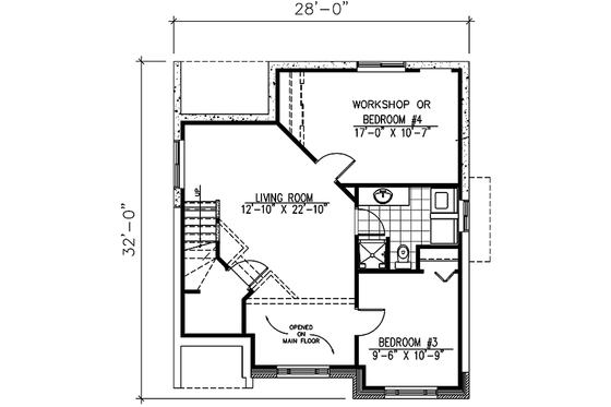 Floor Plan - Lower Floor for Southern House Plan #138-194 - 4 bed, 2 bath