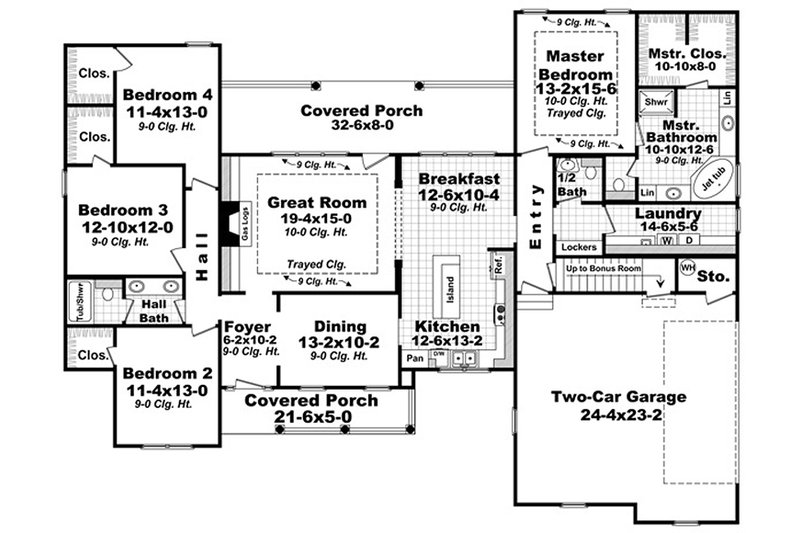 Dream House Plan - Floor Plan - Main Floor for Southern House Plan #21-318 - 4 bed, 2.5 bath
