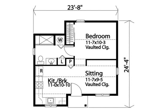 Floor Plan - Main Floor for Cottage House Plan #22-606 - 1 bed, 1 bath