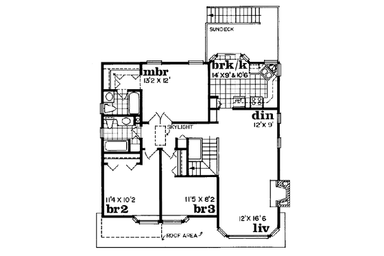 Floor Plan - Upper Floor for Traditional House Plan #47-145 - 3 bed, 2 bath