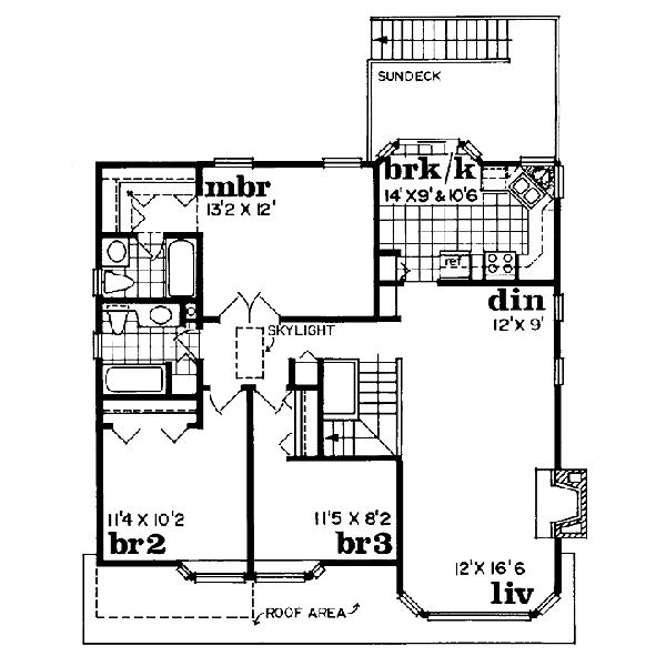 Traditional Floor Plan - Upper Floor Plan #47-145