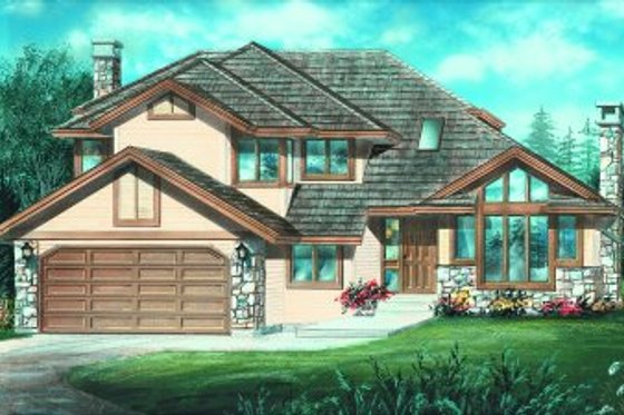 Exterior - Front Elevation for European House Plan #47-564 - 3 bed, 2.5 bath