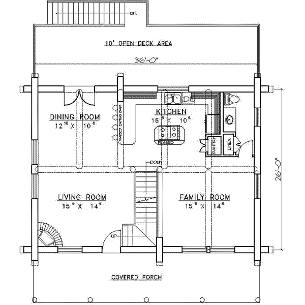 Architectural House Design - Log Floor Plan - Main Floor Plan #117-122