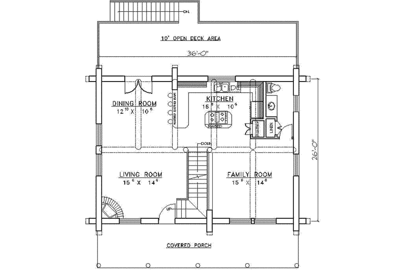 Home Plan - Floor Plan - Main Floor for Log House Plan #117-122 - 2 bed, 2.5 bath