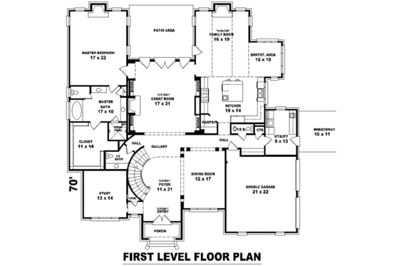 Floor Plan - Main Floor for European House Plan #81-1350 - 6 bed, 4 bath